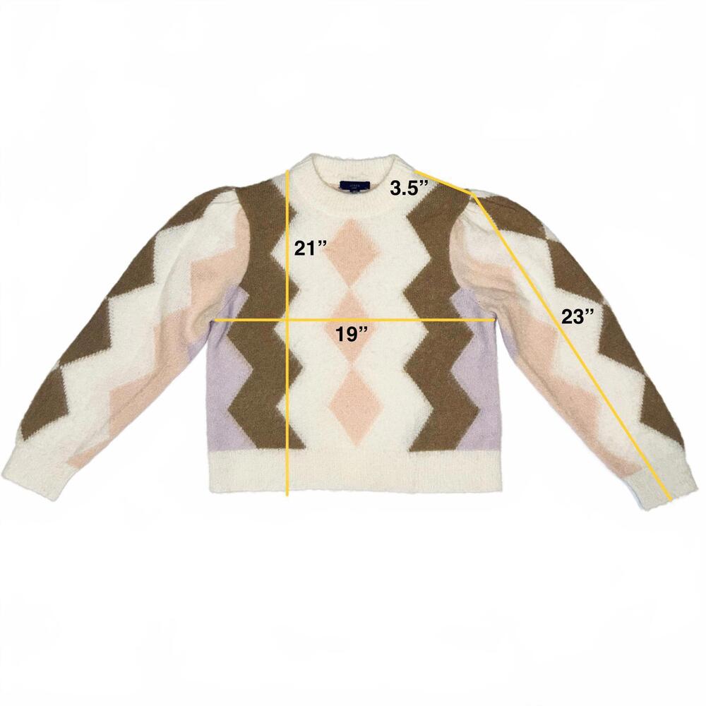 J.Crew Women’s Diamond-Checkered Cropped Crewneck Sweater - Size S - Picture 6 of 6